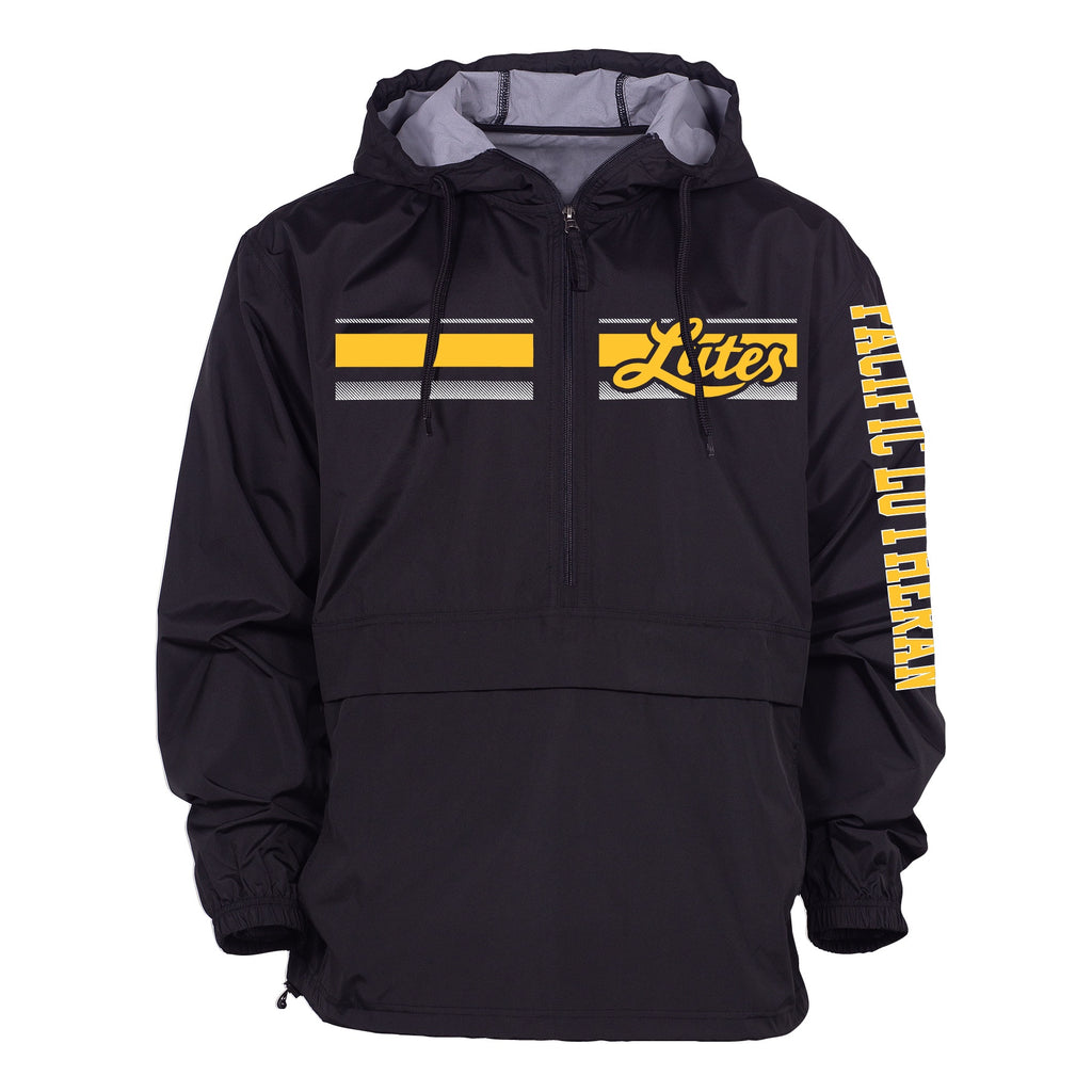 BLACK PACKABLE ANORAK RAIN JACKET WITH LUTES