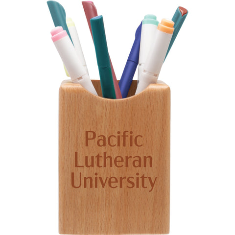 Pacific Lutheran University Engraved Wood Pen Cup