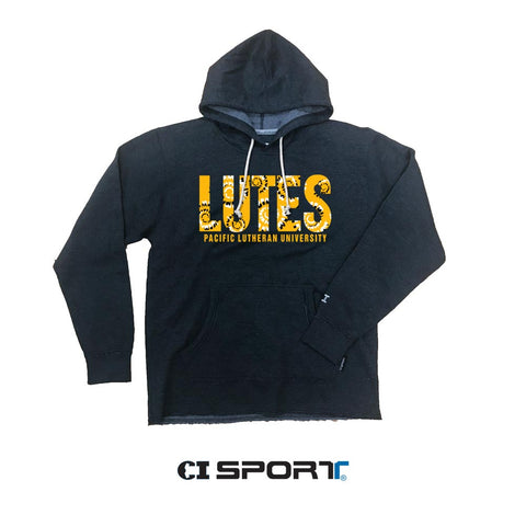 Tie Dye Lutes over Pacific Lutheran University Charcoal Hoodie