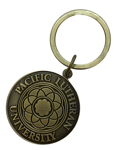 ANTIQUE BRASS KEY CHAIN WITH ROSE WINDOW SEAL
