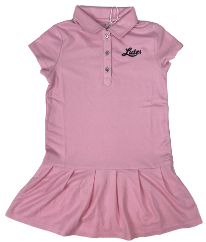 Cursive Lutes Toddler Pink Polo Dress