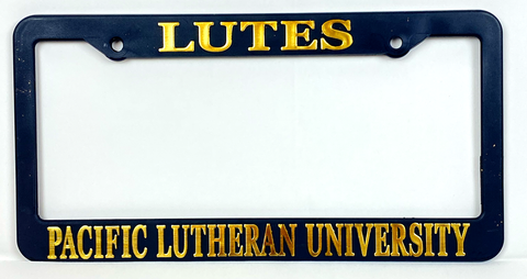 Lutes Plastic License Plate Frame with Brushed Gold