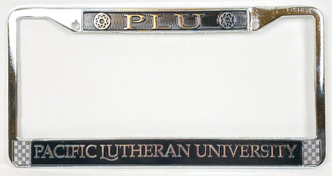 Chrome PLU License Plate Frame with Rose Window