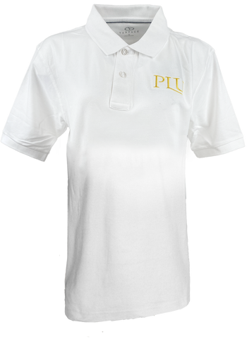 Women's White Polo with Gold PLU