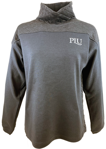 Charcoal Funnel Neck Quilted Crew with PLU