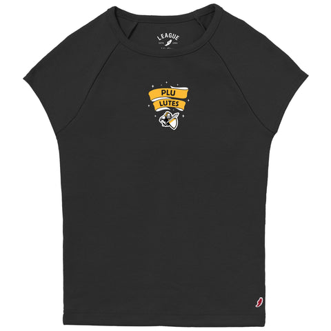 PLU Lutes on a Black Baby Doll Tee with Knight