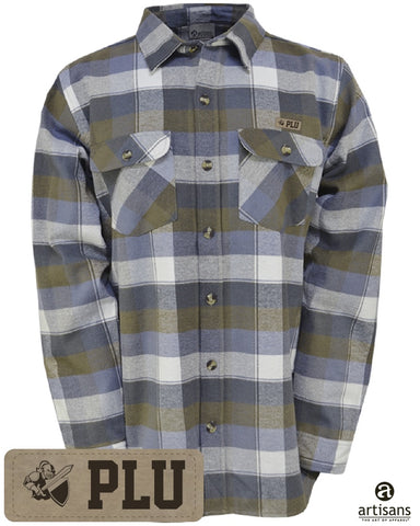 Artisans Slate Plaid Flannel with Leather PLU patch