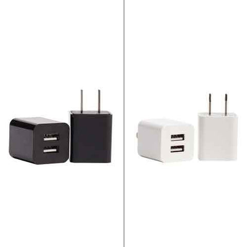 Emobii 2.4 Amp Dual Port Wall Chargers, Black and White