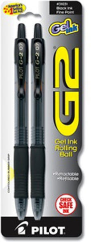 Pilot G2 Fine Point, 2 Count, Black