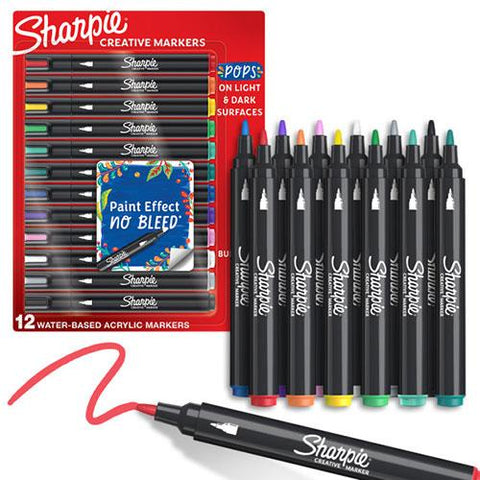 Sanford Sharpie Creative Markers, Bullet Tip, Assorted, 12 Count