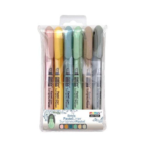 Uchida Pastel Liner, Chisel Tip, Retro Colors, 6 Count