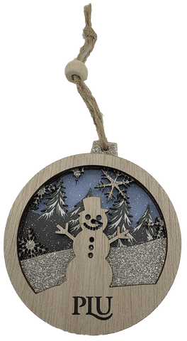 Engraved Wooden Snowman Ornament