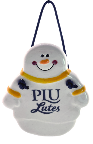 PLU Cursive Lutes Snowman Ornament