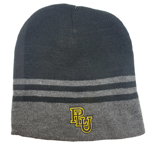 Black and Grey Beanie with Interlock PLU