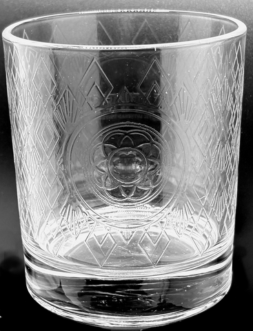 Logobrands  Etched Diamond Rose Window Rocks Glass