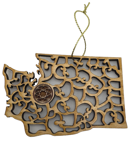 Engraved Wooden Washington State Ornament