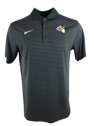 Nike Black and White Striped Dri-FIT polo with Knight logo