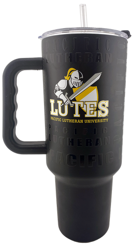 40oz Tonal Black Tumbler with Knight over Lutes