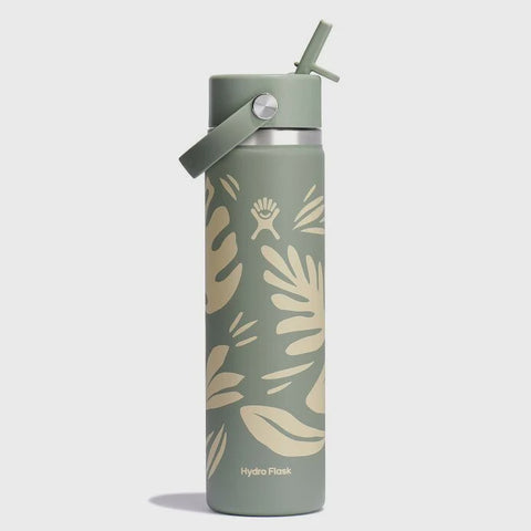 24 oz Hydro Flask Wide Flex Straw Cap Botanical Bliss Agave
