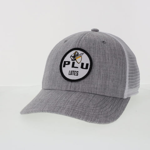 Gray and White Baseball Hat with Patch PLU Lutes