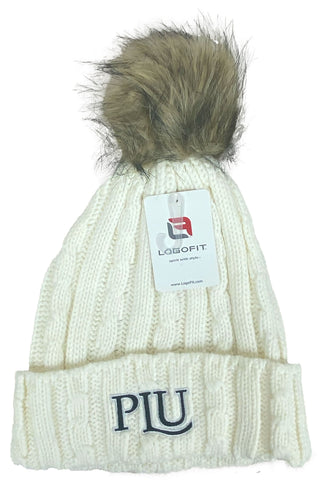 PLU White Knit Beanie