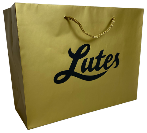 Cursive Lutes Gold Gift Bag Medium