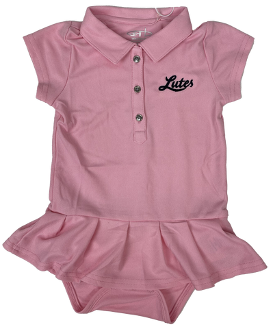 Cursive Lutes Infant Pink Polo Dress