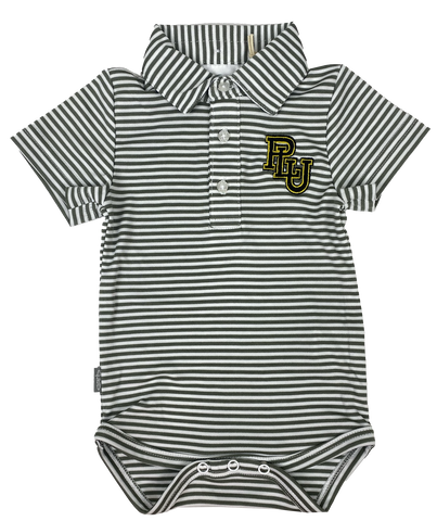 Infant Onesie Polo Stripes with Interlock PLU