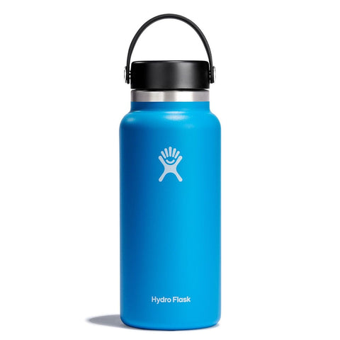 Oceania Wide Mouth 32oz Insulated Water Bottle – 3 Lids, Stainless Steel, Hot & Cold